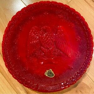 Fenton Red “1976 Bicentennial” collectible Glass Plate-Eagle Design